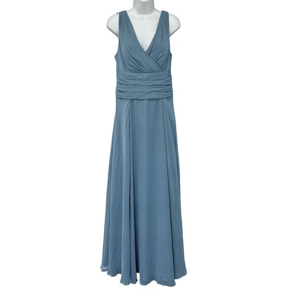 David's Bridal Celebrate DB Steel Blue Tank Chiffon Bridesmaid Dress 10 NEW Tags - Picture 1 of 12